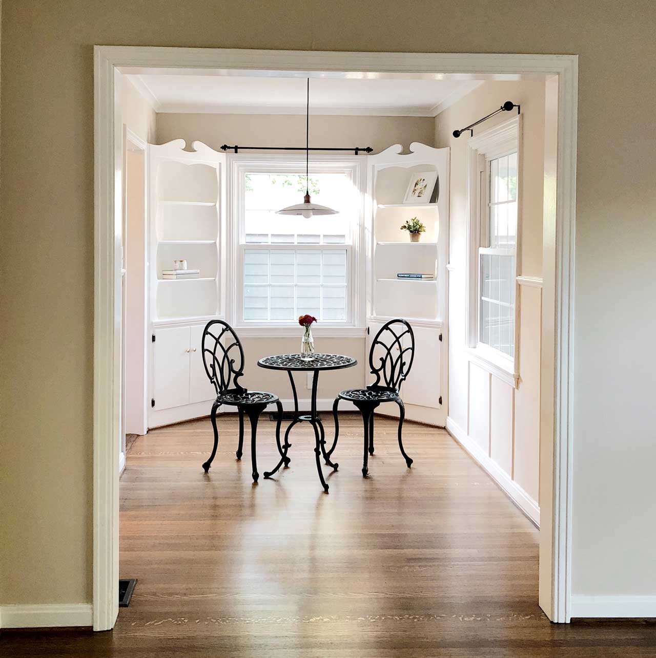 duplex renovation original builtins dinning room