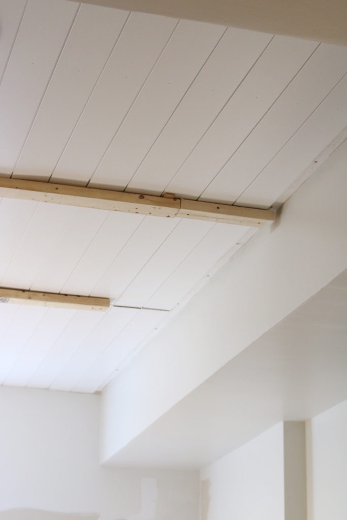 beam install on shiplap