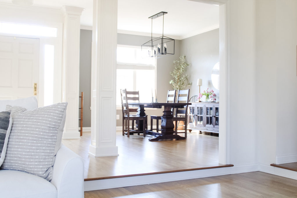 dining room with columns