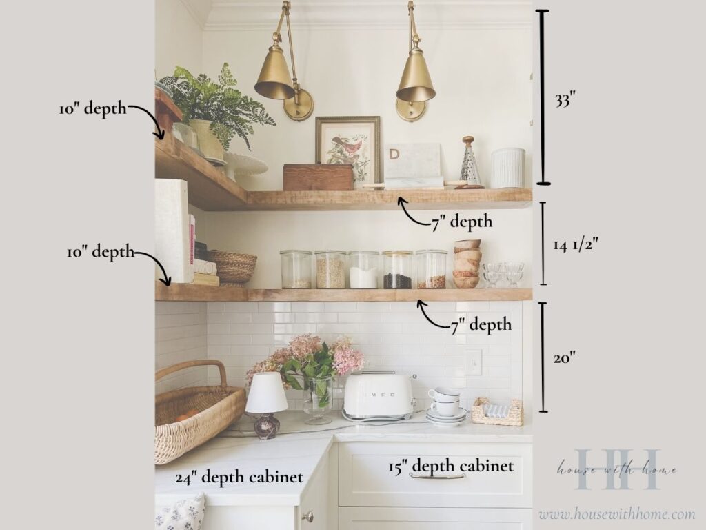 a graphic showing kitchen shelf depth and spacing